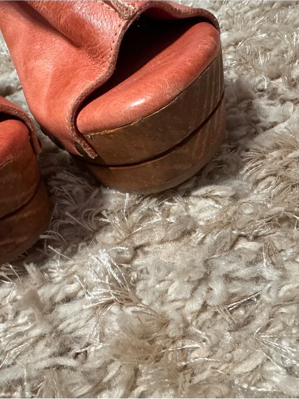 BED|STU Leather Open-Peep Wedge Sandals